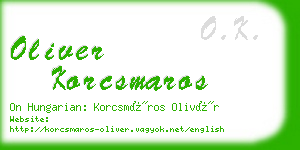 oliver korcsmaros business card